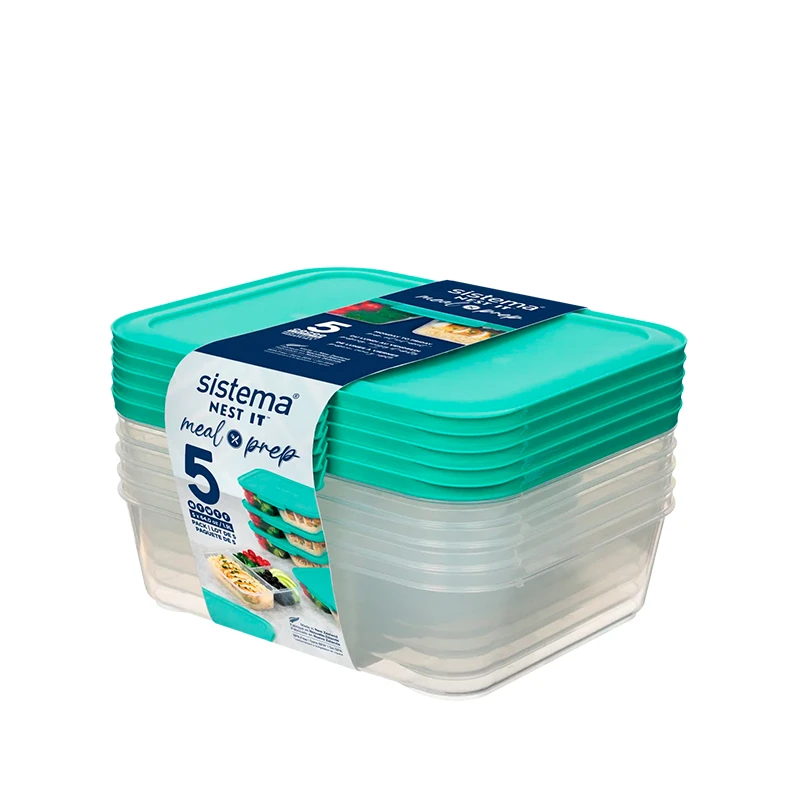 Sistema Nest It Meal Prep Opbevaringsbokse Mint 5 Stk. 3 Sistema Nest It Meal Prep Opbevaringsbokse Mint 5 Stk.